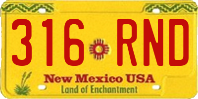 NM license plate 316RND