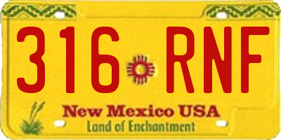 NM license plate 316RNF