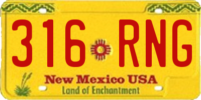 NM license plate 316RNG