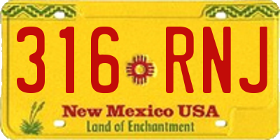 NM license plate 316RNJ