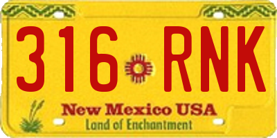NM license plate 316RNK