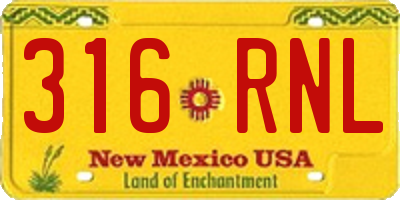 NM license plate 316RNL