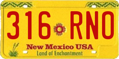 NM license plate 316RNO