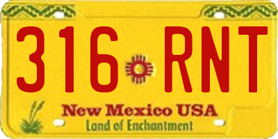 NM license plate 316RNT