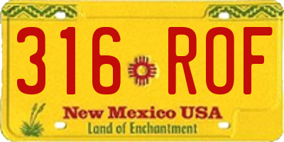 NM license plate 316ROF