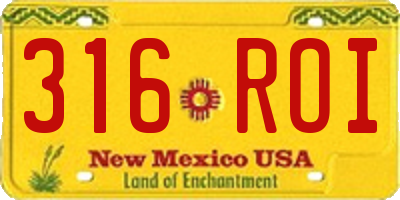 NM license plate 316ROI