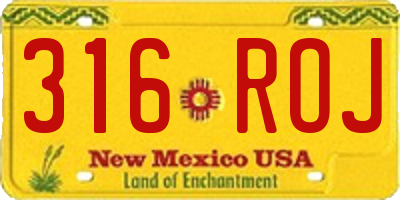NM license plate 316ROJ