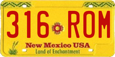 NM license plate 316ROM