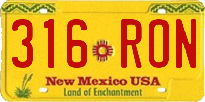 NM license plate 316RON