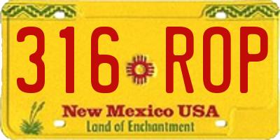 NM license plate 316ROP