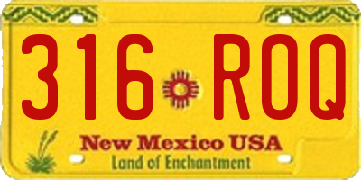 NM license plate 316ROQ