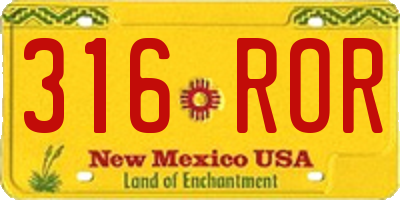 NM license plate 316ROR