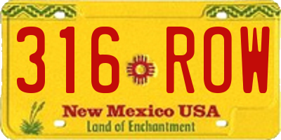 NM license plate 316ROW