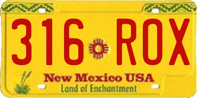 NM license plate 316ROX