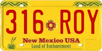 NM license plate 316ROY