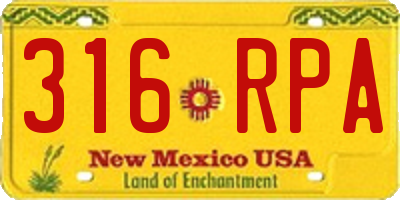 NM license plate 316RPA