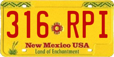 NM license plate 316RPI