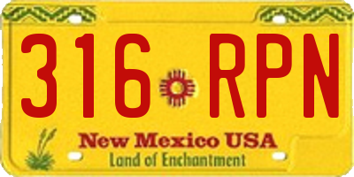 NM license plate 316RPN
