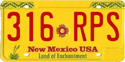 NM license plate 316RPS