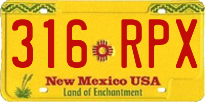 NM license plate 316RPX