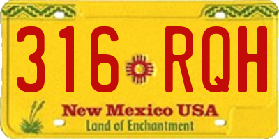 NM license plate 316RQH