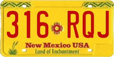 NM license plate 316RQJ