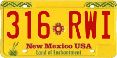 NM license plate 316RWI