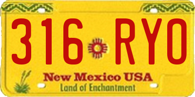 NM license plate 316RYO