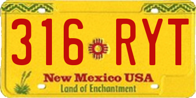 NM license plate 316RYT