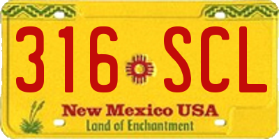 NM license plate 316SCL