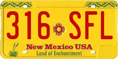 NM license plate 316SFL