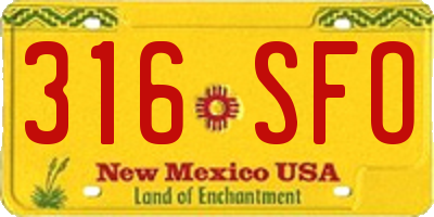 NM license plate 316SFO