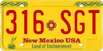 NM license plate 316SGT