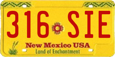 NM license plate 316SIE