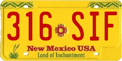 NM license plate 316SIF