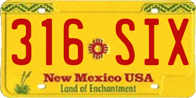 NM license plate 316SIX