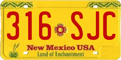 NM license plate 316SJC
