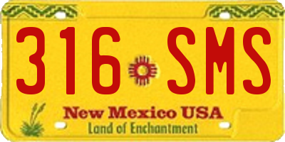 NM license plate 316SMS