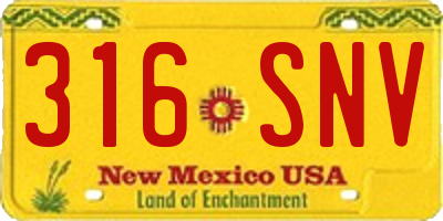 NM license plate 316SNV