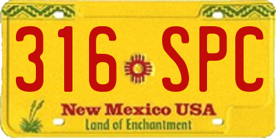 NM license plate 316SPC
