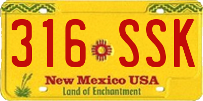NM license plate 316SSK