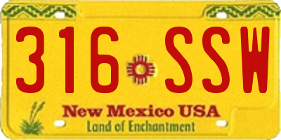 NM license plate 316SSW