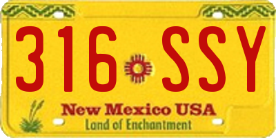 NM license plate 316SSY