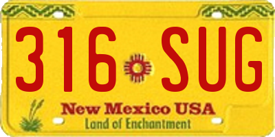 NM license plate 316SUG