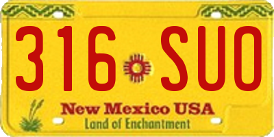 NM license plate 316SUO