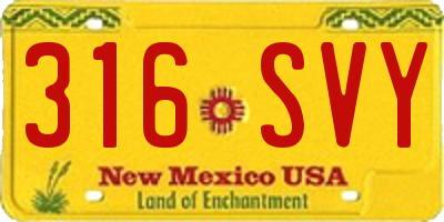 NM license plate 316SVY