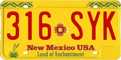 NM license plate 316SYK