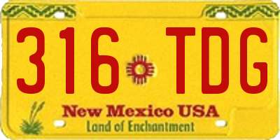 NM license plate 316TDG