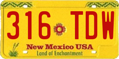 NM license plate 316TDW