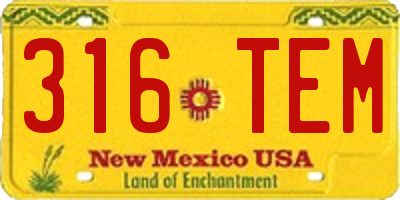 NM license plate 316TEM